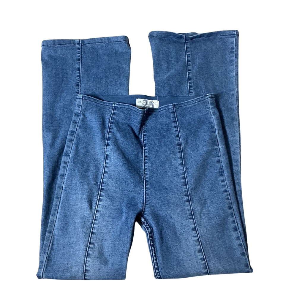 Free People We The Free Penny Flare Jeans Womens 26 Blue High Rise Pull On Seam
